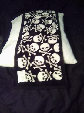 RARE Japanese Import Okutani Corporation Skull-san Gothic Skull Crossbones Skeleton Hand Face Towel Halloween Horror